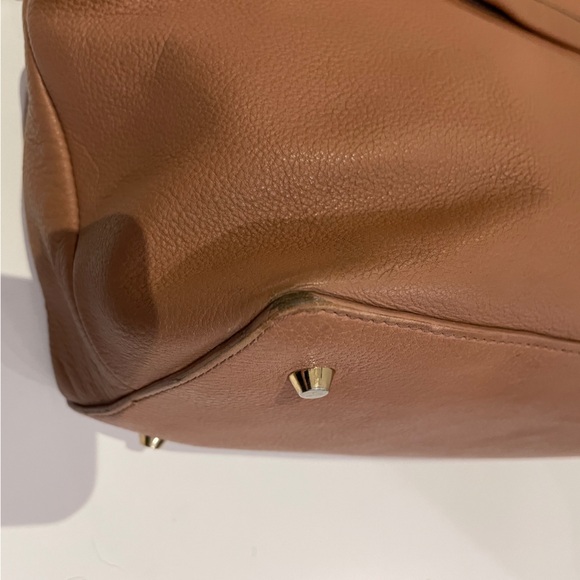 Modalu London Leather Satchel Tote, Warm Rose Tan, Triple Compartment - Picture 10 of 16